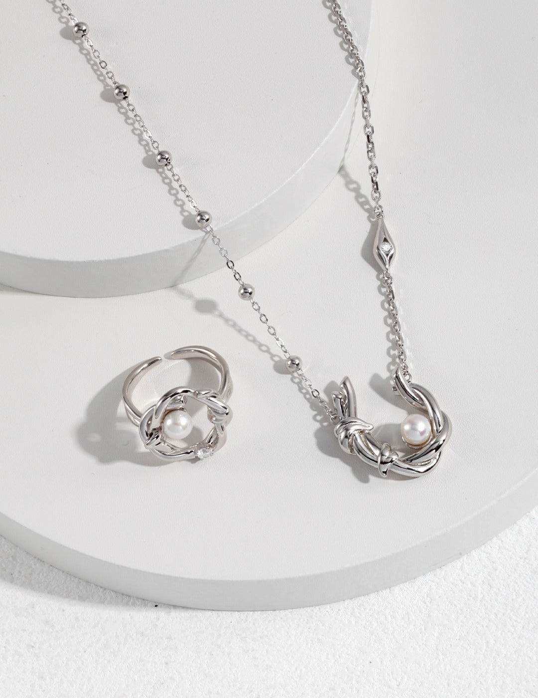 Silver Pearl Zircon Set