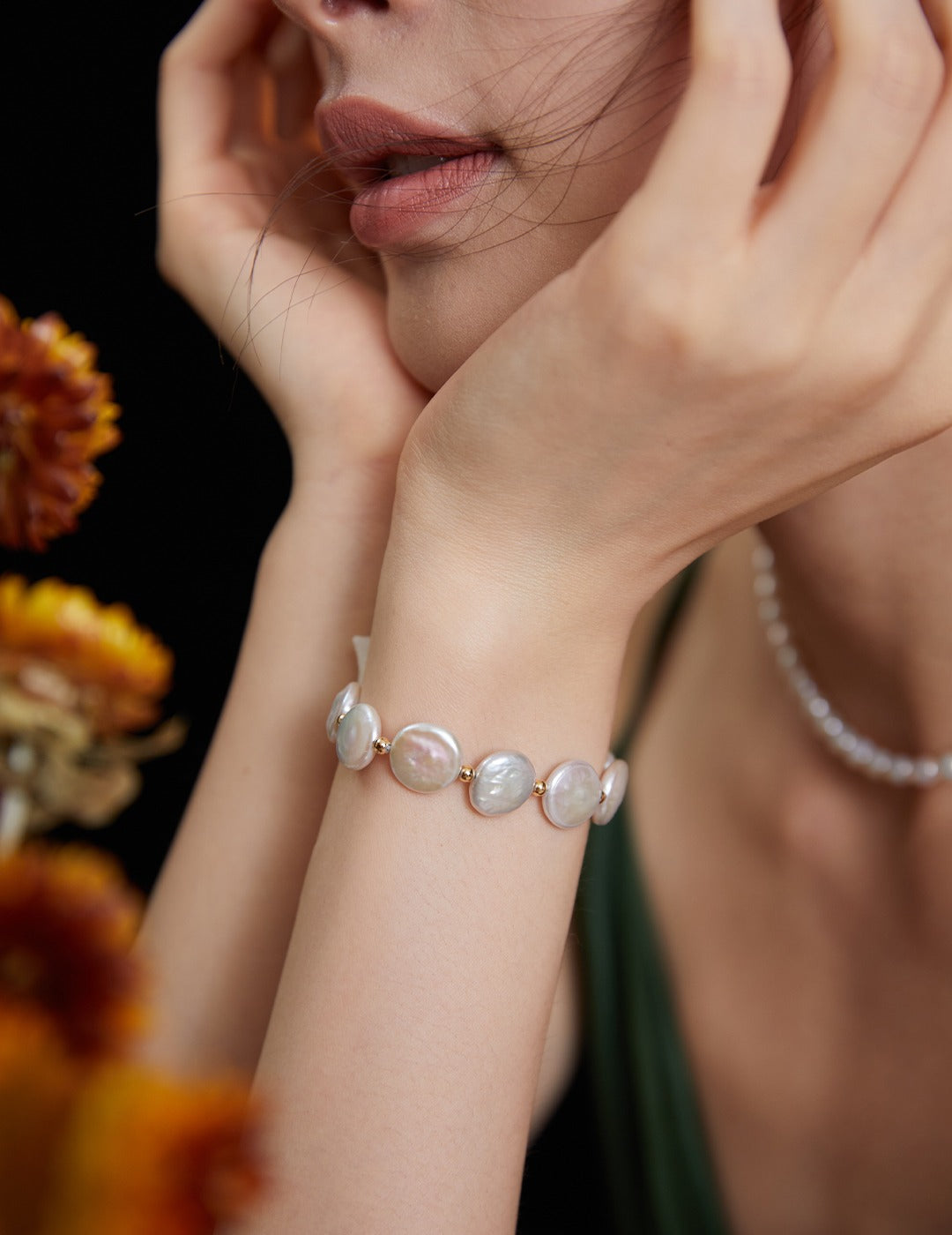 Baroque Pearl Silver Beads Bracelet