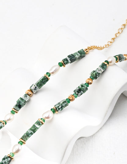 Transvaal Jade Silver Pearl Necklace