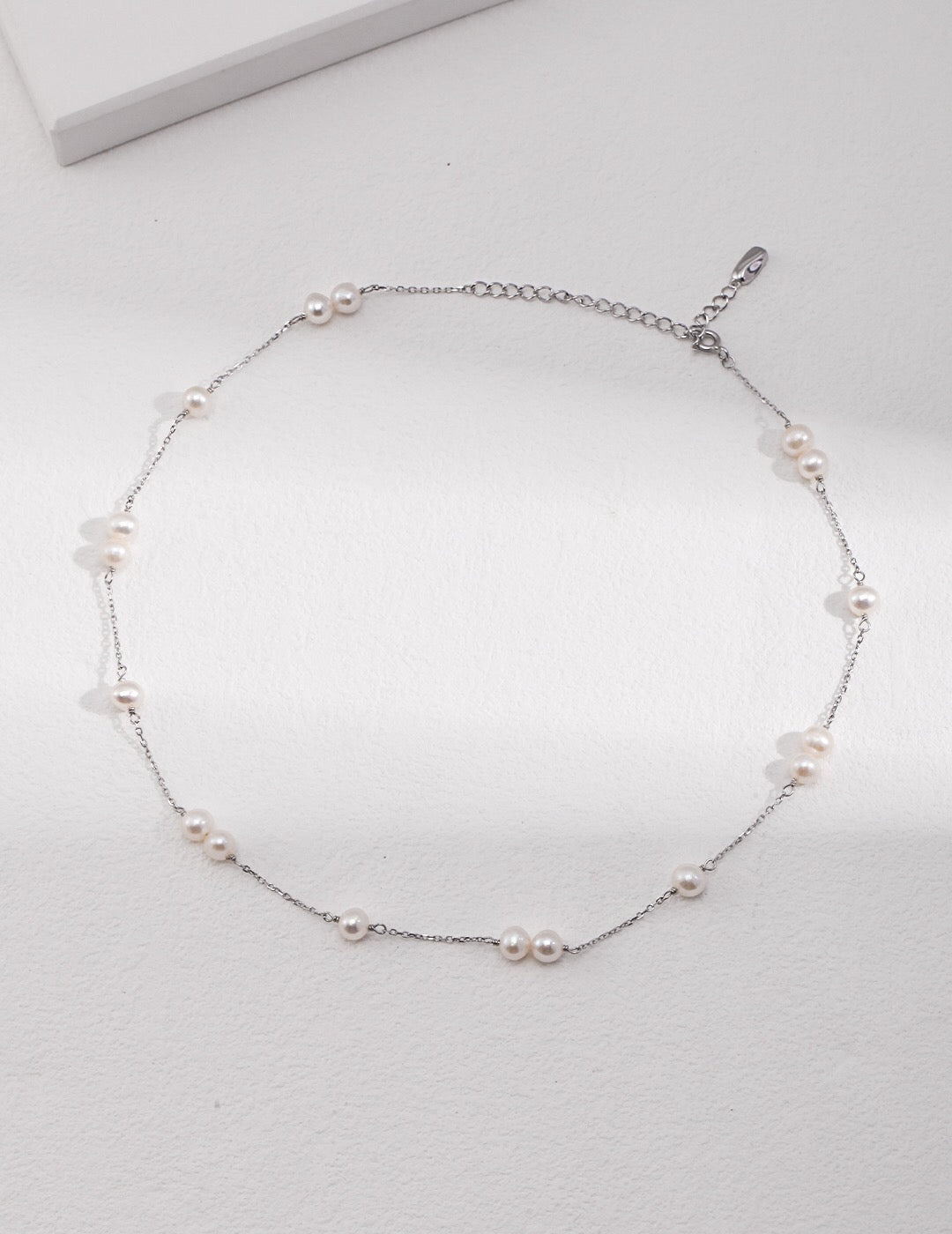 Minimalist Silver Pearl Necklace