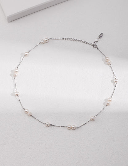 Minimalist Silver Pearl Necklace