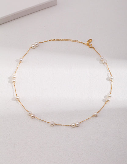 Minimalist Silver Pearl Necklace