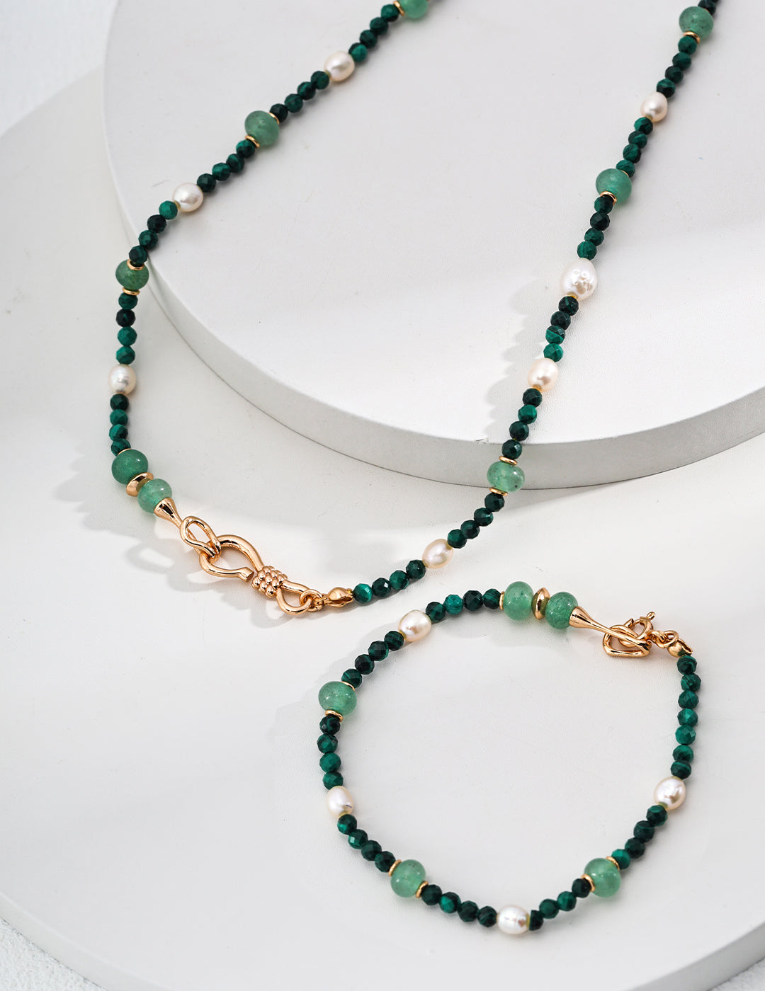 Aventurine Malachite Pearl Necklace/Bracelet