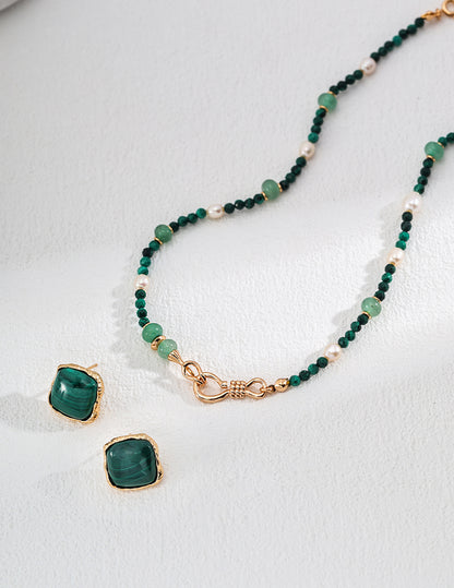 Aventurine Malachite Pearl Necklace/Bracelet