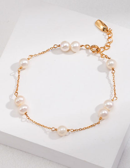 Minimalist Silver Pearl Bracelet