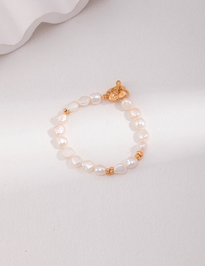 Silver Baroque Pearl Bracelet