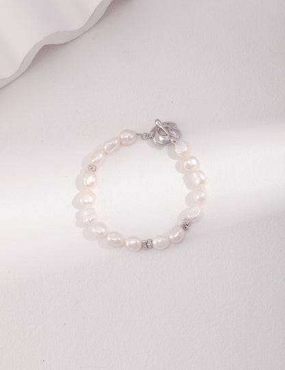 Silver Baroque Pearl Bracelet