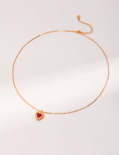 Heart Shaped Zircon/Corundum Necklace