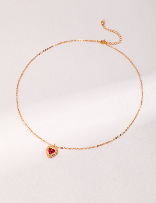 Heart Shaped Zircon/Corundum Necklace