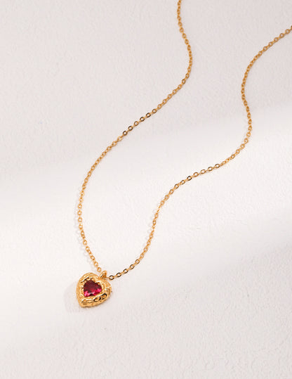 Heart Shaped Zircon/Corundum Necklace