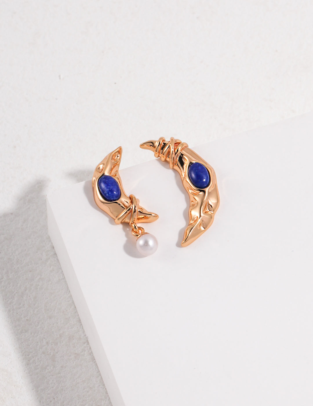 Moon Shaped Lapis Lazuli Earrings