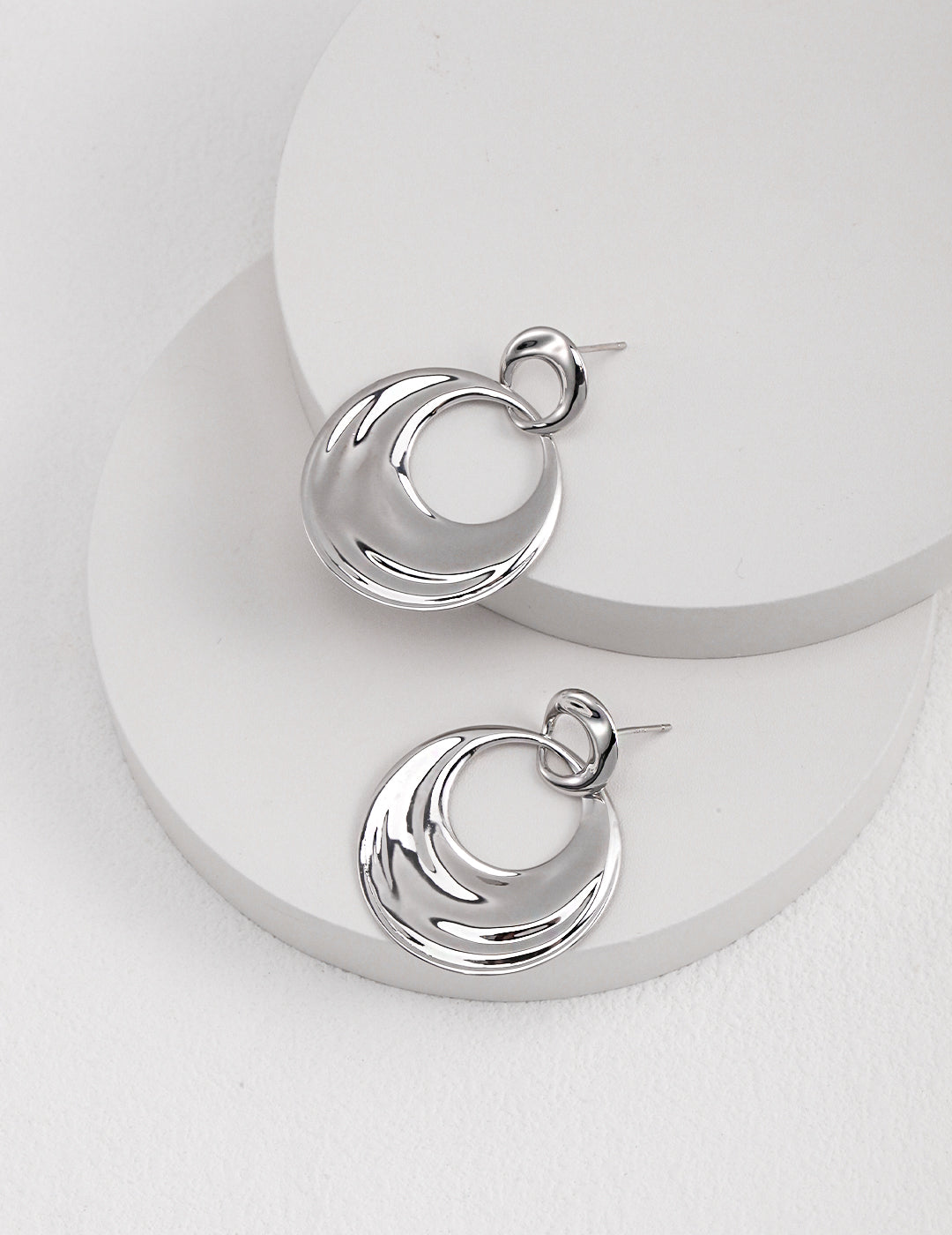 Geometrical Style Silver Earrings