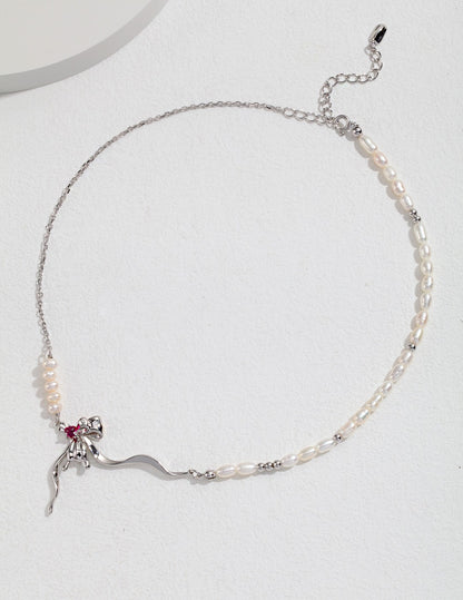 Bow Shaped Silver Necklace