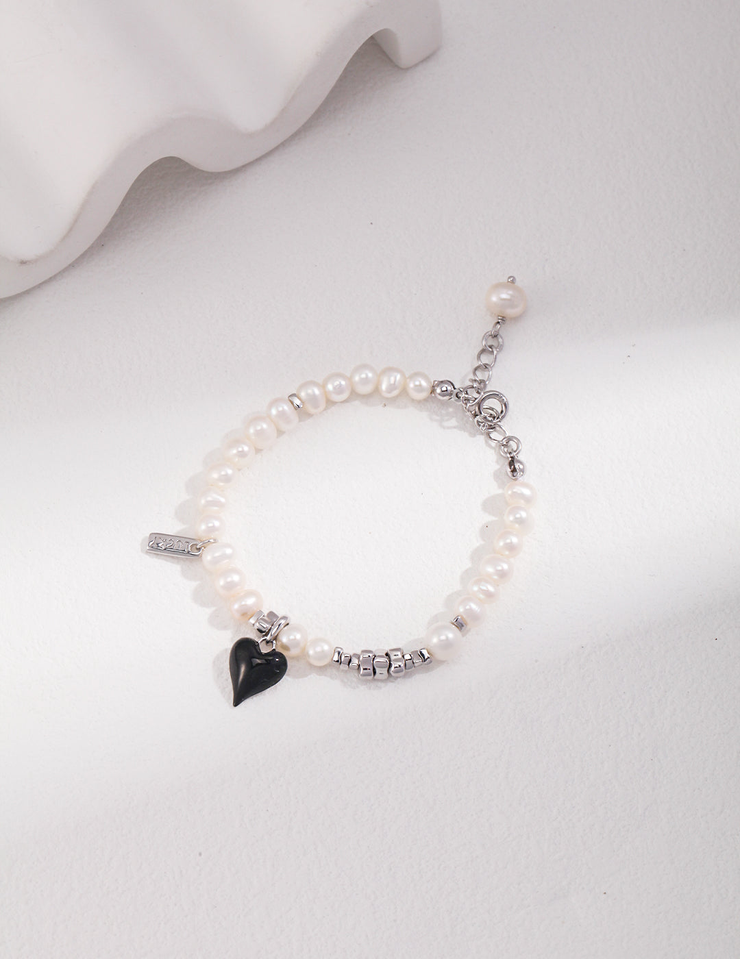 Heart Shaped Silver Pearl Glaze Bracelet