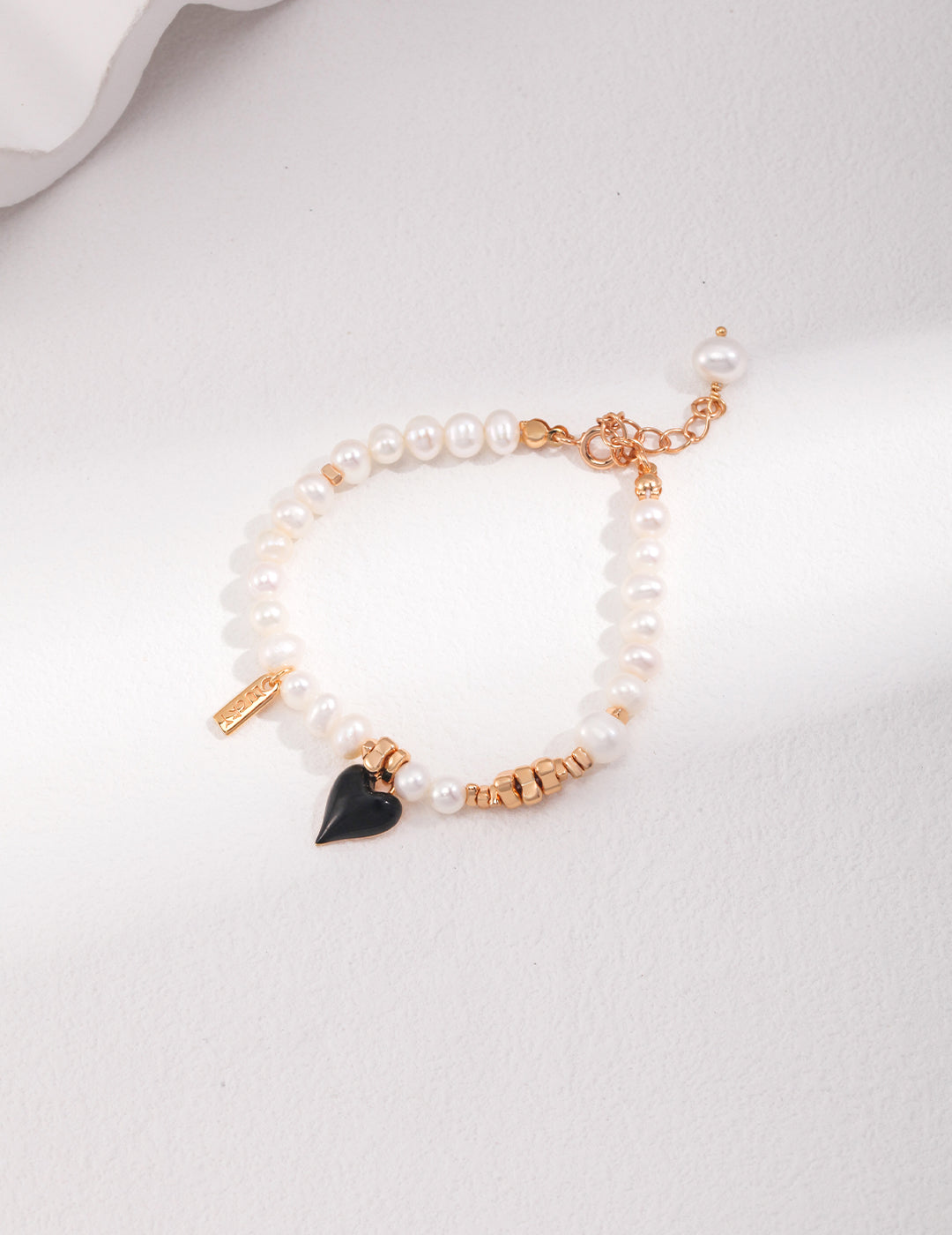 Heart Shaped Silver Pearl Glaze Bracelet