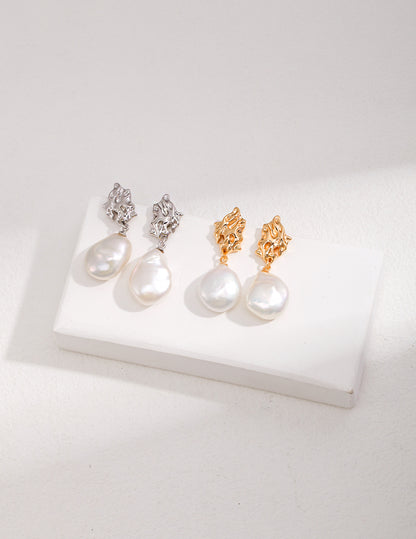 Silver Baroque Pearl Earrings