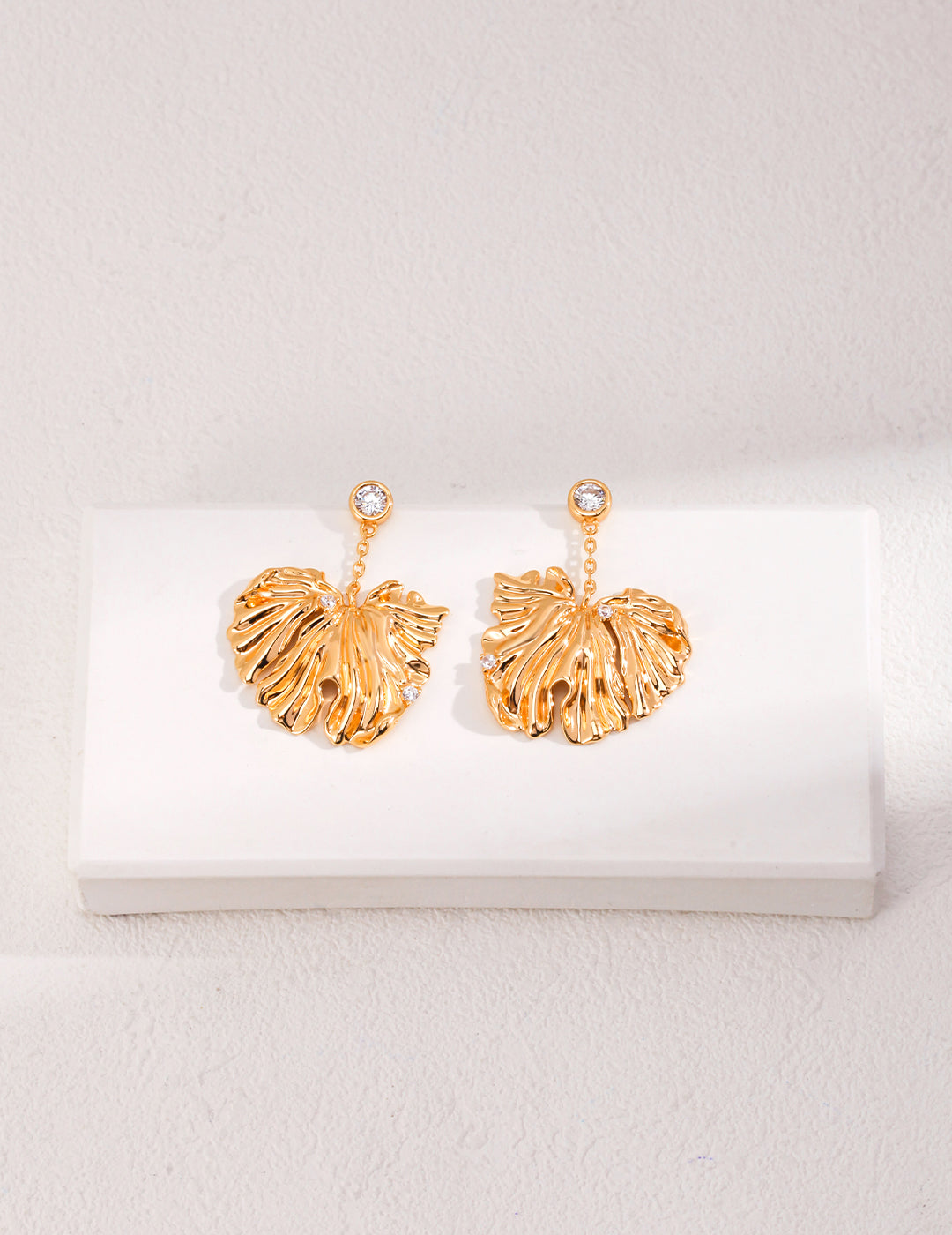 Leaf Shaped Silver Earrings