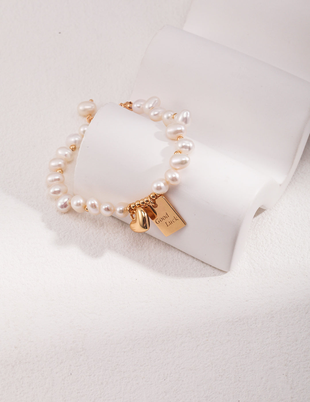 Silver Pearl Bracelet with Good Luck