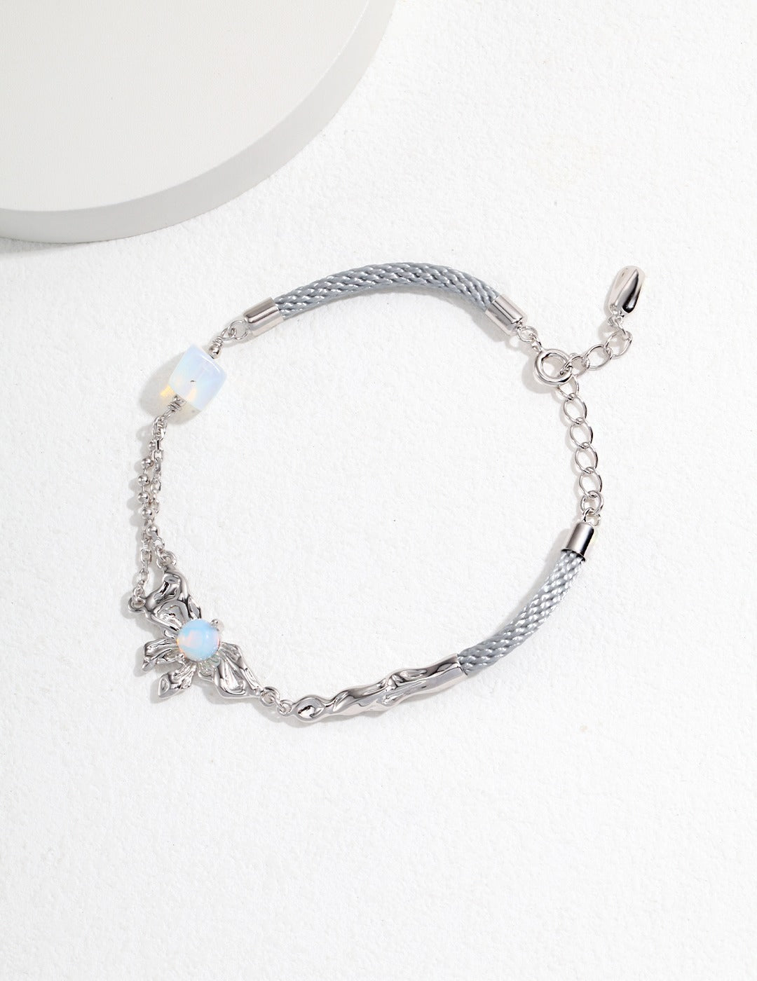 Bow Shaped Silver Opal Bracelet