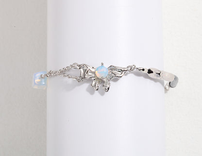 Bow Shaped Silver Opal Bracelet