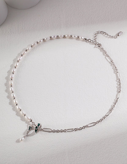 Silver Pearl Glaze Necklace