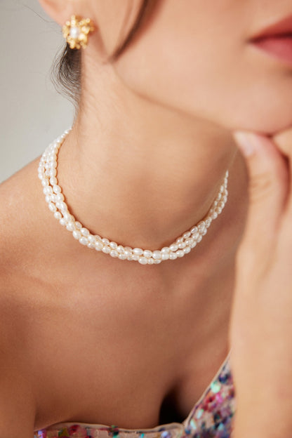 Multi-Layer Rice Pearl Necklace