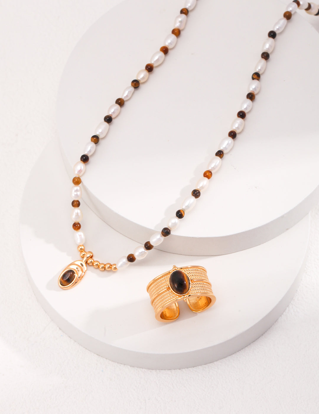 Pearl Tiger Eye Necklace