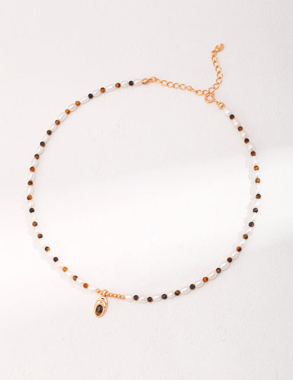 Pearl Tiger Eye Necklace