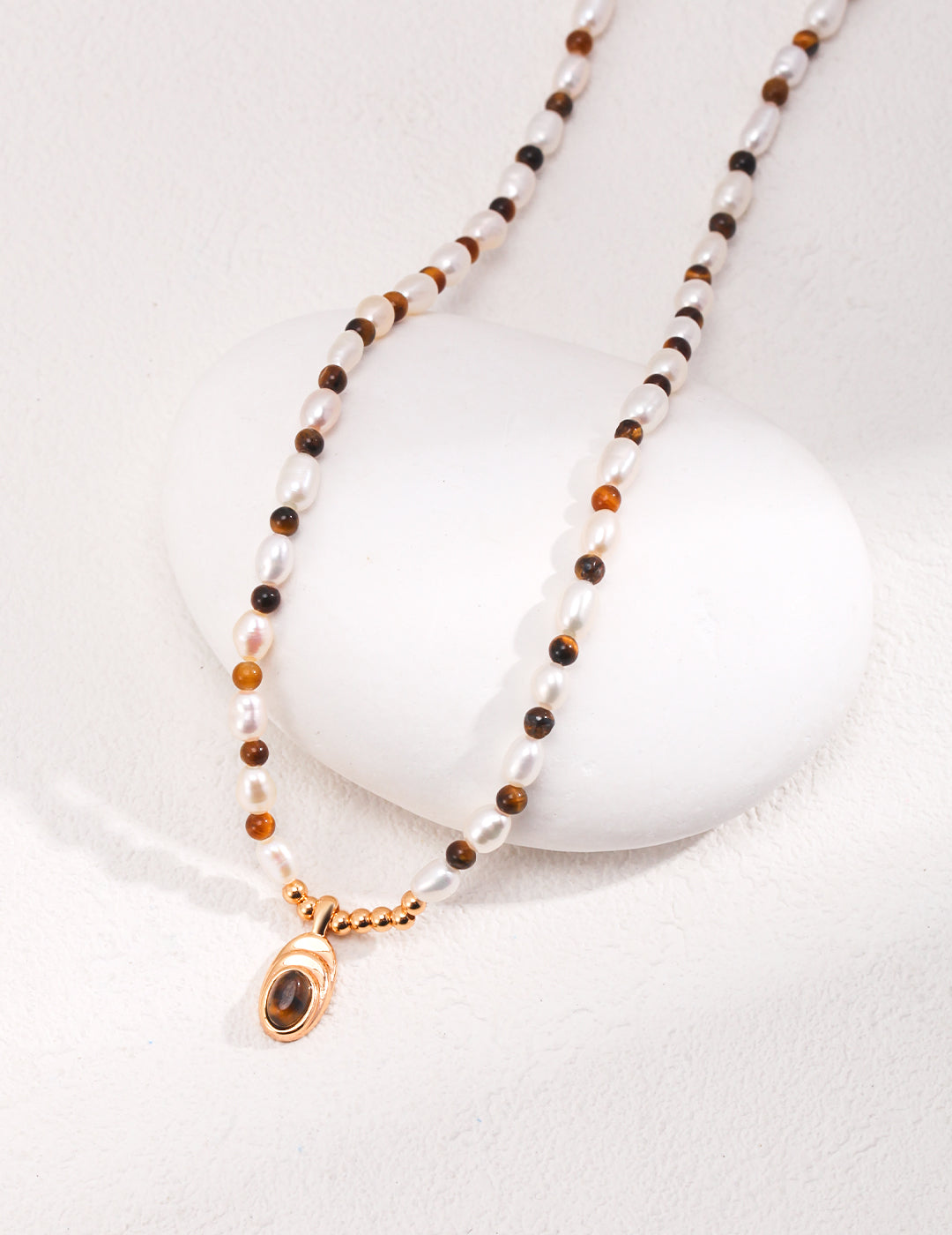 Pearl Tiger Eye Necklace