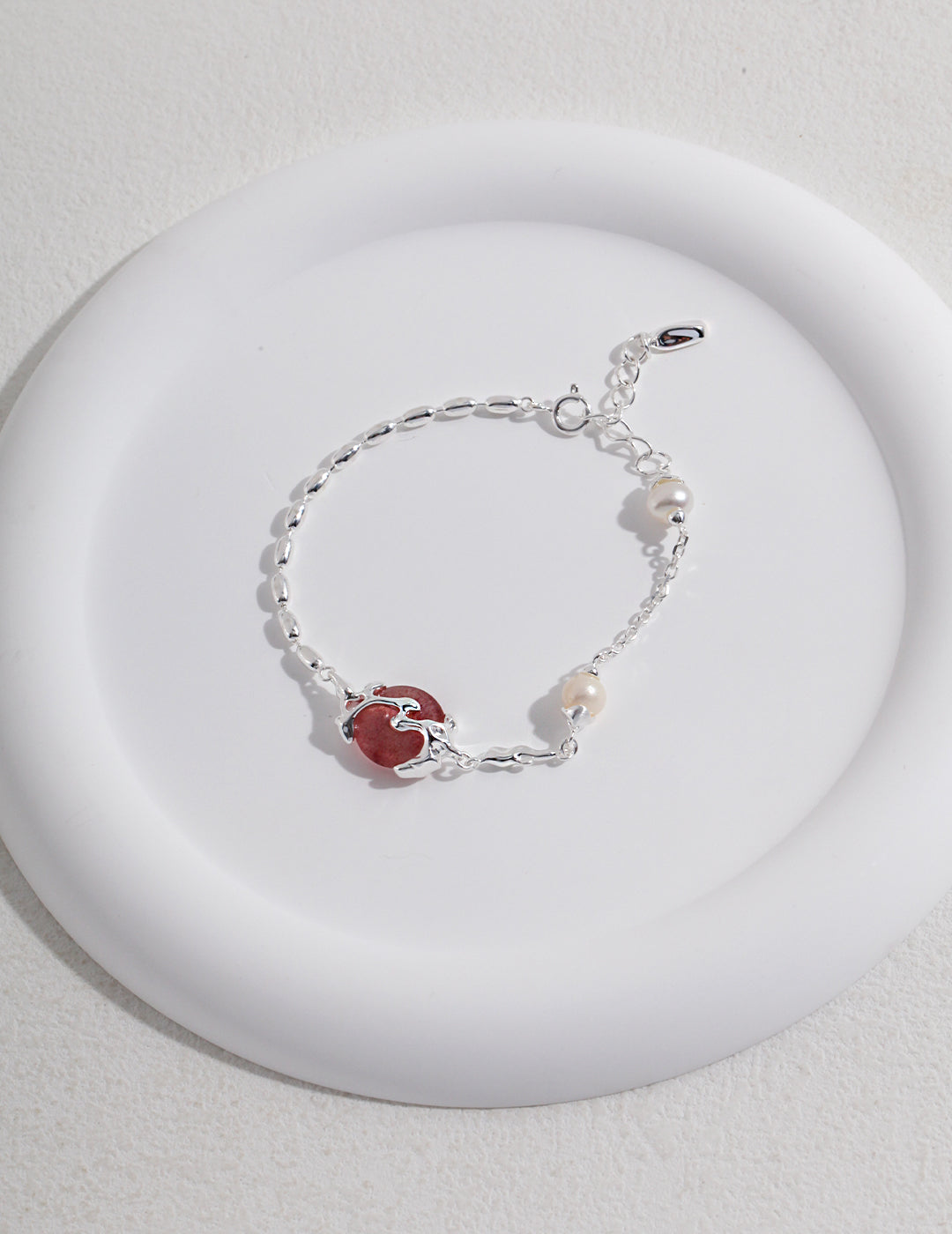 Silver Strawberry Quartz Bracelet