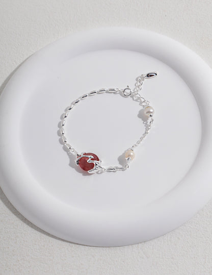 Silver Strawberry Quartz Bracelet