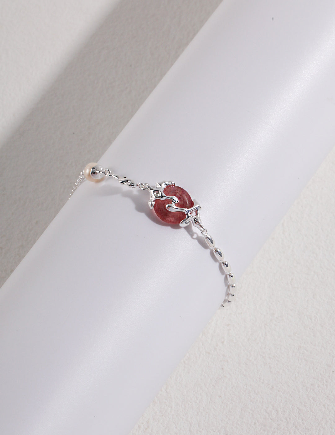 Silver Strawberry Quartz Bracelet