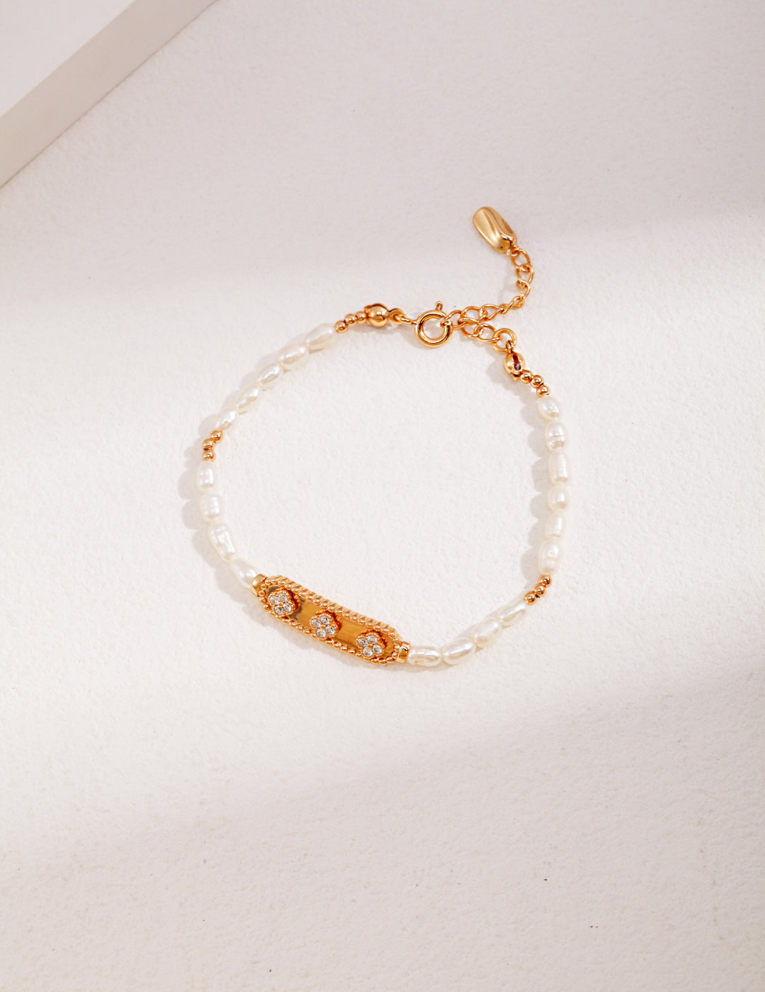 Silver Pearl Zircon Bracelet