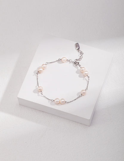 Minimalist Silver Pearl Bracelet