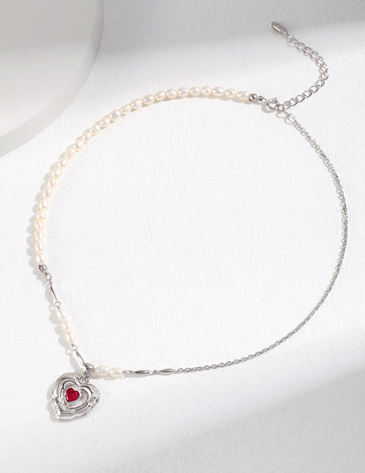 Heart Shaped Silver Zircon Necklace