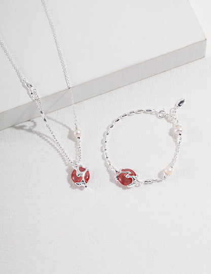 Silver Strawberry Quartz Necklace