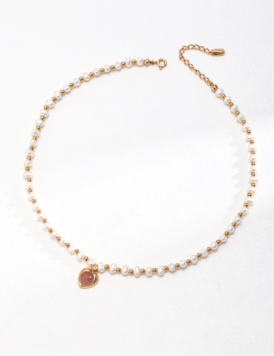 Strawberry Quartz Pearl Necklace