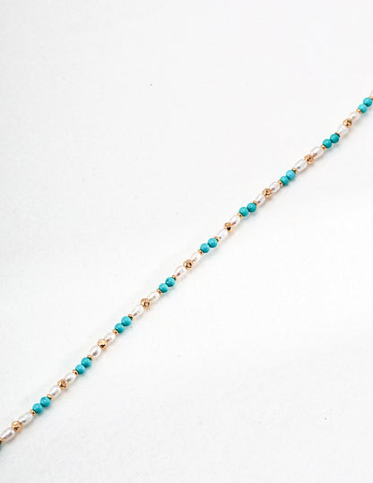 Turquoise Silver Pearl Necklace