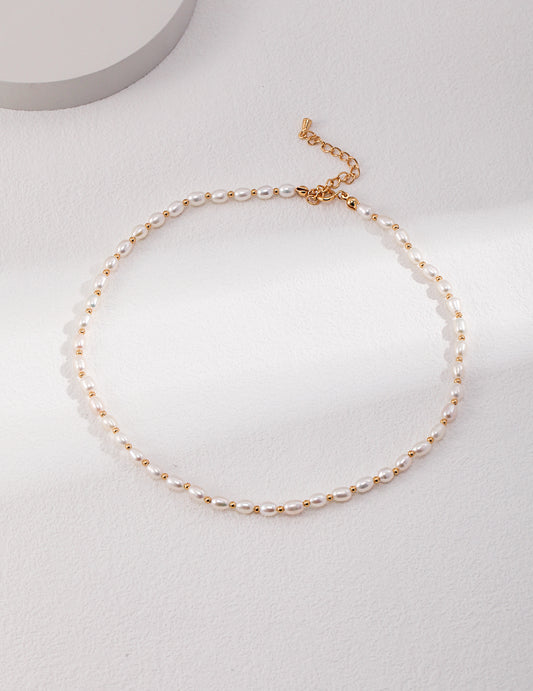 Silver Pearl Choker Necklace