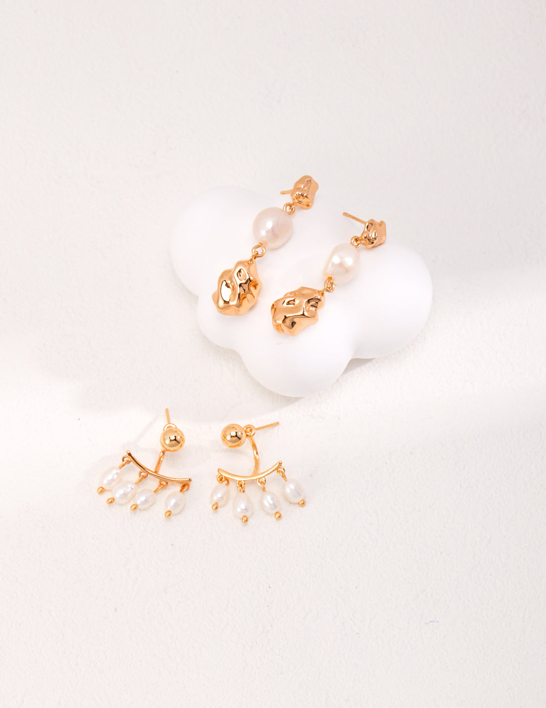 Natural Rice Pearl Chandelier Earrings