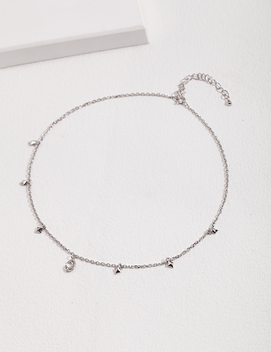 Stars Surrounding Moon Silver Necklace