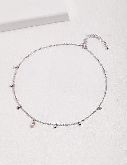 Stars Surrounding Moon Silver Necklace