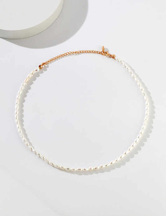 Rice Pearl Choker Necklace